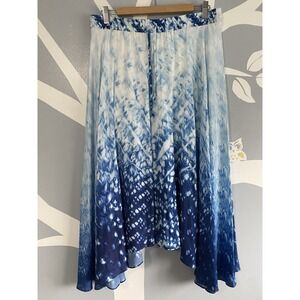 Soft Surroundings PM Turkish Sea Ocean Depths Blue Tie Dye Maxi Skirt Boho